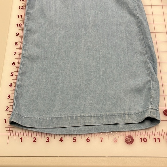 THREAD & SUPPLY Paper Bag Belt Waist Wide Leg Slouch Beach Demin Chambray pant S - Picture 9 of 16